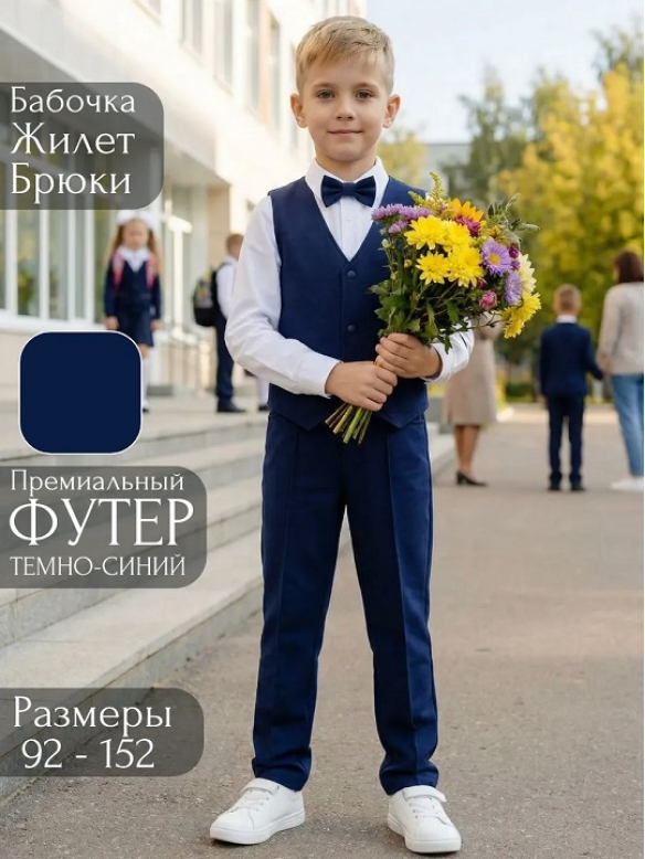 Костюм тройка темно-синий